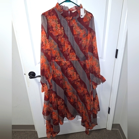 A Soft Surroundings shark bite hem semi sheer long sleeve boho dress size XL - Picture 1 of 7